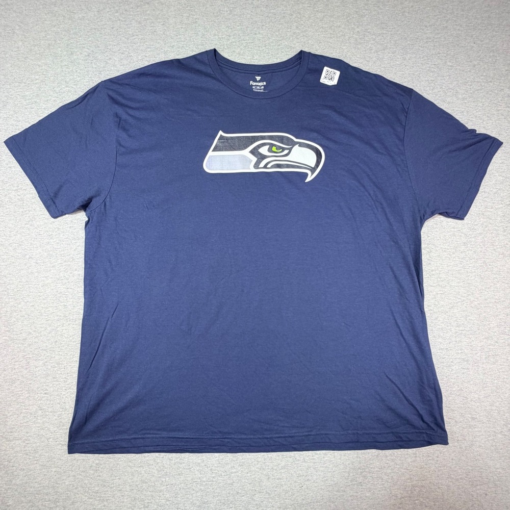 Fanatics Seattle Seahawks T-Shirt Mens 4XL Navy Blue Graphic Logo Cotton Tee